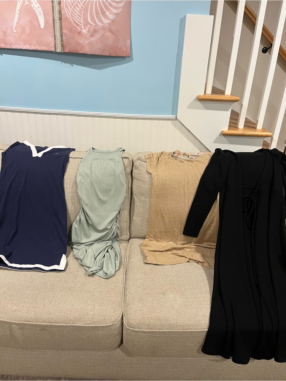 Women's Black Ribbed Long Sleeve Midi Dress and Lot of Clothes